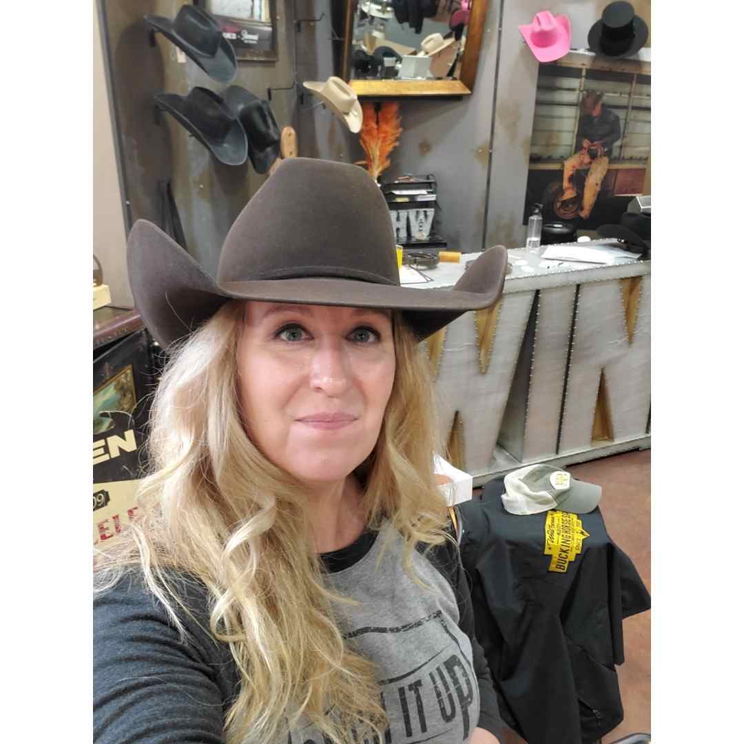 Rebecca Wanner aka BEC. custom cowboy hat. Greeley Hat Works Colorado Custom cowboy hat made by Greeley Hat Works in Colorado for Rebecca Wanner aka BEC